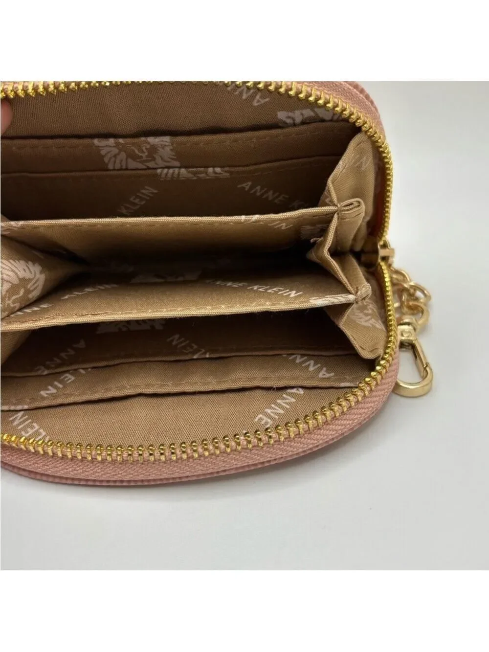 Elegant Pink Leather Keychain Wallet